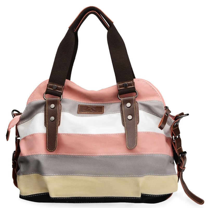 SNUG STAR Canvas Handbag Multi-Color Striped Lattice Cross Body Shoulder Purse Bag Tote-Handbag for Women (Multi Color C) - Image 2